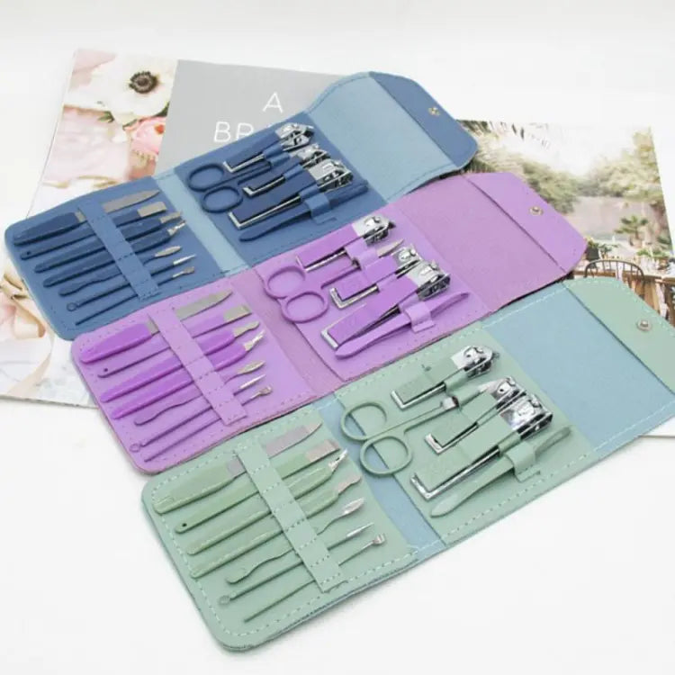 16 in 1 Nail kit Manicure Cutters Nail Clipper Set Household Stainless Steel Ear Spoon Nail Clippers Pedicure Nail Scissors Tool Set (Random Color) image 2