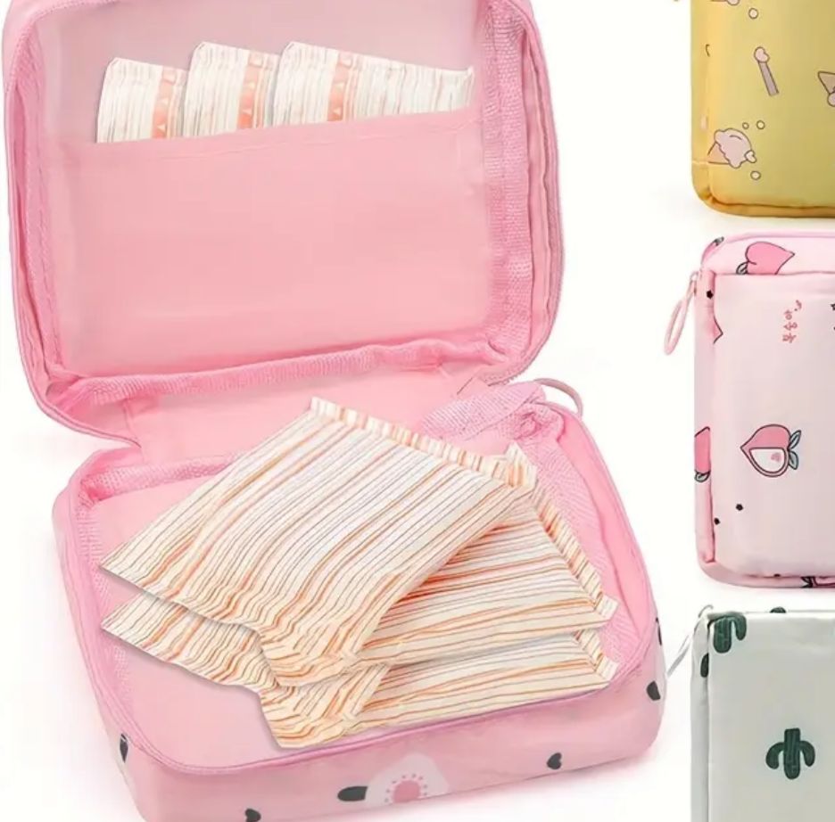Women Portable Pouch Napkin Cosmetic Bags Organizer / Sanitary Pads Storage Bag / Ladies Makeup Bag Girls Hygiene Pad Bag (random Design &amp; color) image 3