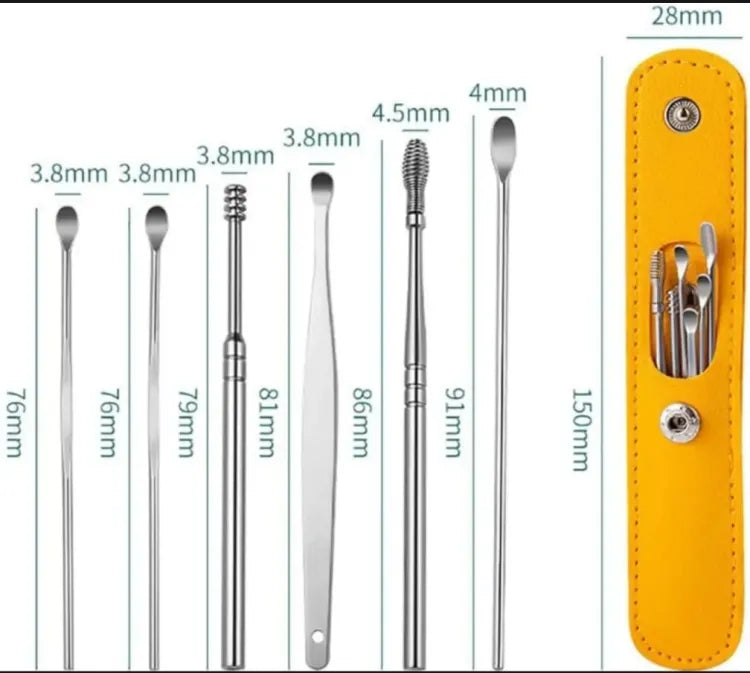 6Pcs Stainless Steel Ear Cleaner Set – Ear Wax Removal Curette Kit with Pickers &amp; Spoon Tools image 2