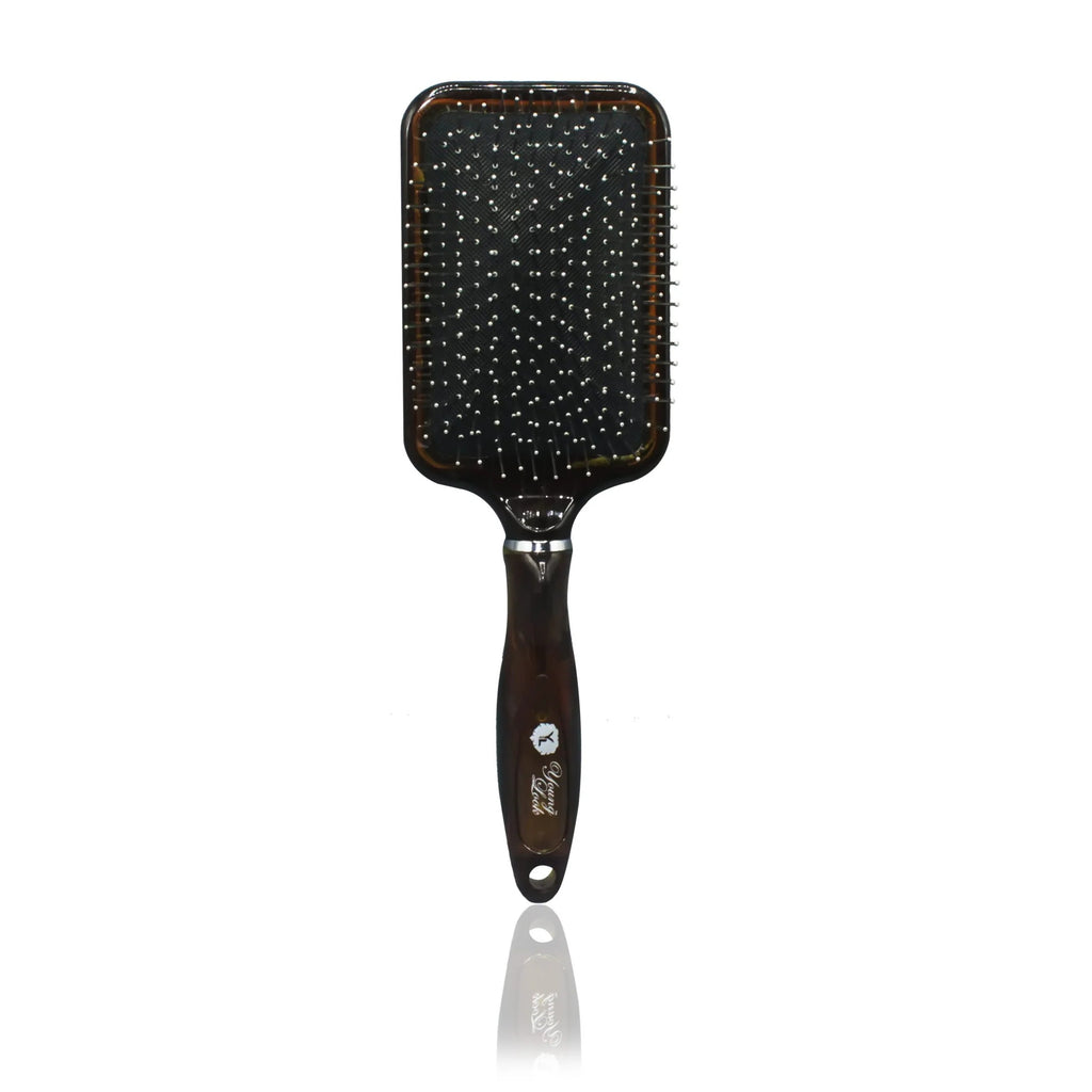 01 PCs - Paddle Hair Brush with Scalp Massager – Wooden-Style Handle, Nylon Pin Detangling Brush with Cushion Pad for Wet &amp; Dry Hair image 1