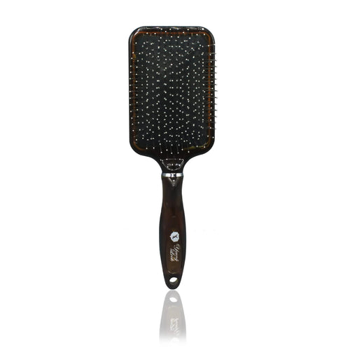 01 PCs - Paddle Hair Brush with Scalp Massager – Wooden-Style Handle, Nylon Pin Detangling Brush with Cushion Pad for Wet &amp; Dry Hair image 1