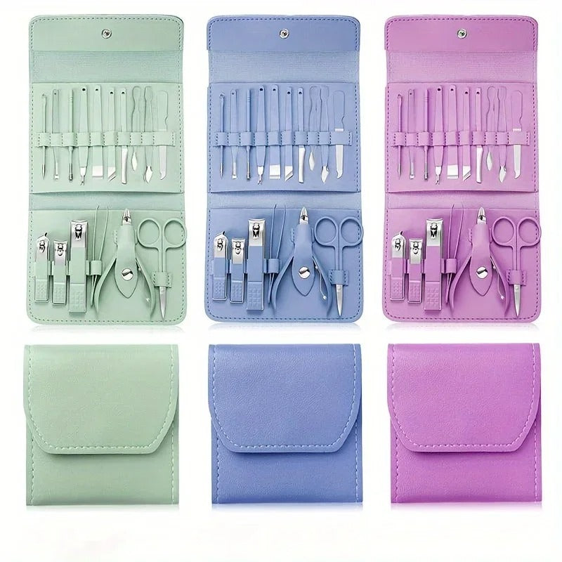 16pcs Professional Manicure &amp; Pedicure Set – Nail Clippers, Cuticle Nippers &amp; Grooming Tools with Travel Case (Random color) image 2