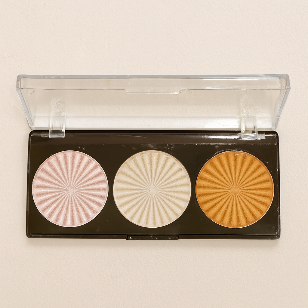 Miss Rose 3-Color Highlighter Palette – Peach, Light Golden & Silver Shades image 1