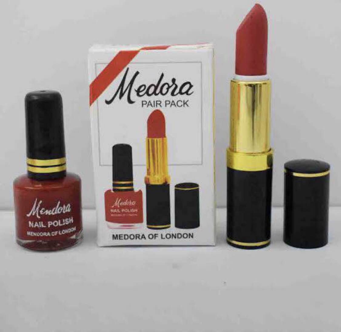 Medora 2 in 1 Lipstick &amp; Nail Polish Combo – Premium Beauty Deal with Matching Shades, Includes 1 Lipstick &amp; 1 Nail Polish (Shade Red, Maroon) image 0