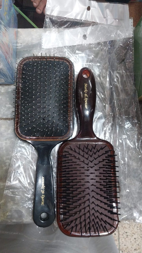 01 PCs - Paddle Hair Brush with Scalp Massager – Wooden-Style Handle, Nylon Pin Detangling Brush with Cushion Pad for Wet &amp; Dry Hair image 0