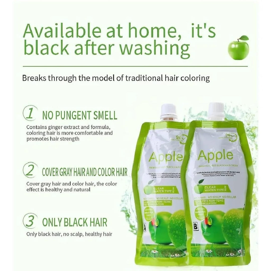 Apple Hair Color 500 ml Ammonia-Free Dark Brown Hair Color Cream – Natural-Looking Coverage with Nourishing Formula image 3