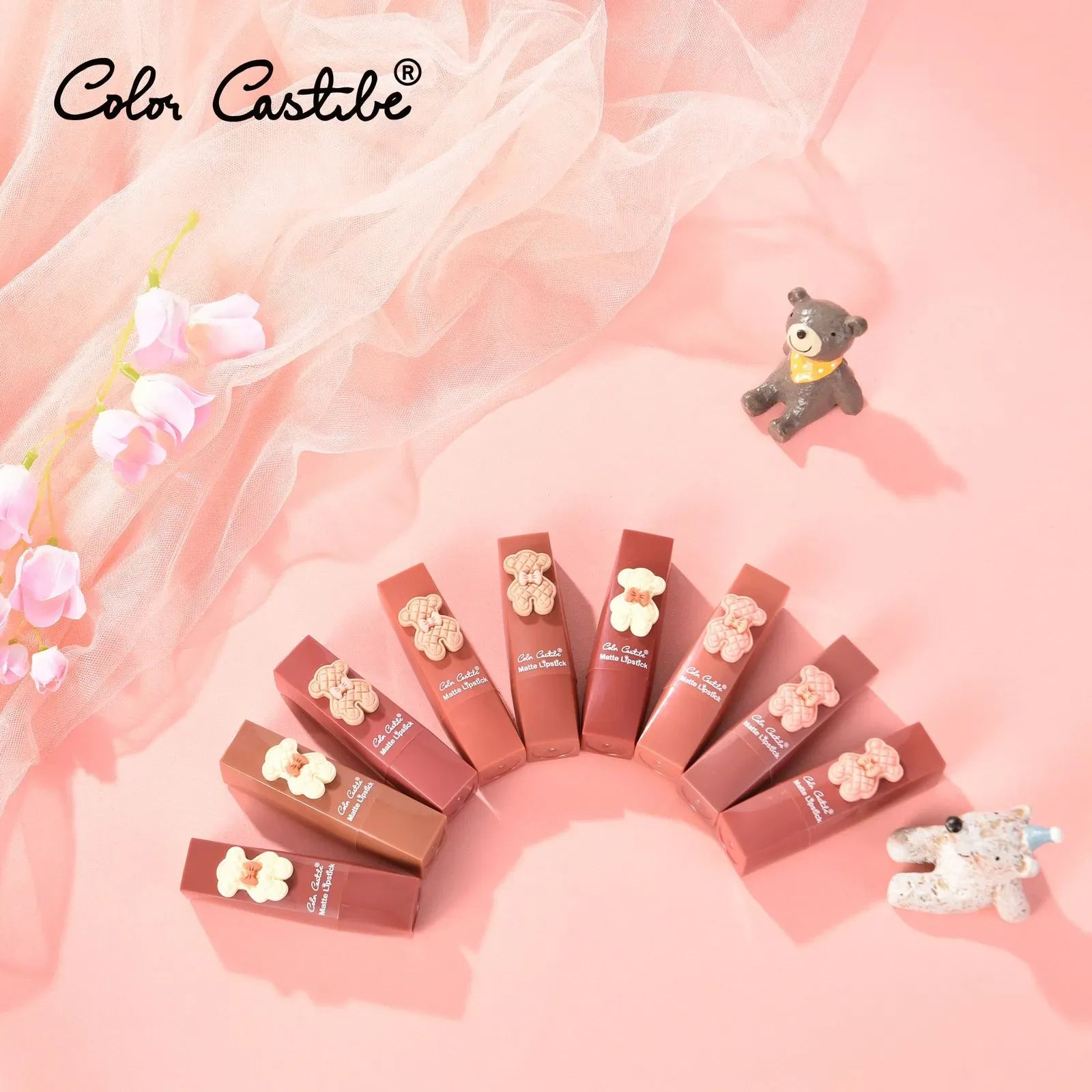 Color Castile Pack of 3 Bear Shape Matte Lipsticks – Long-Lasting, Bold &amp; Vibrant Makeup Essential image 4