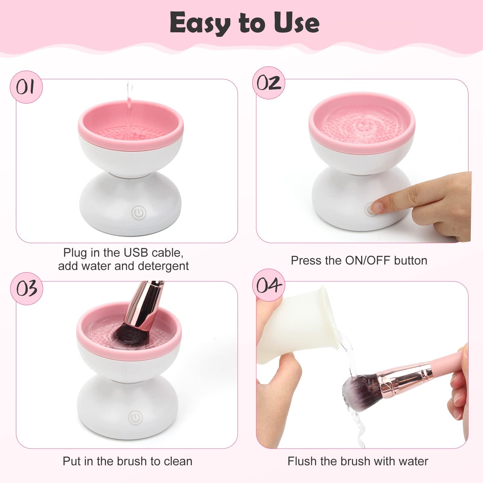 Electric Makeup Brush Cleaner Machine Gentle And Efficient Cleaning USB Powered Electric Scrubber Makeup Supply image 3