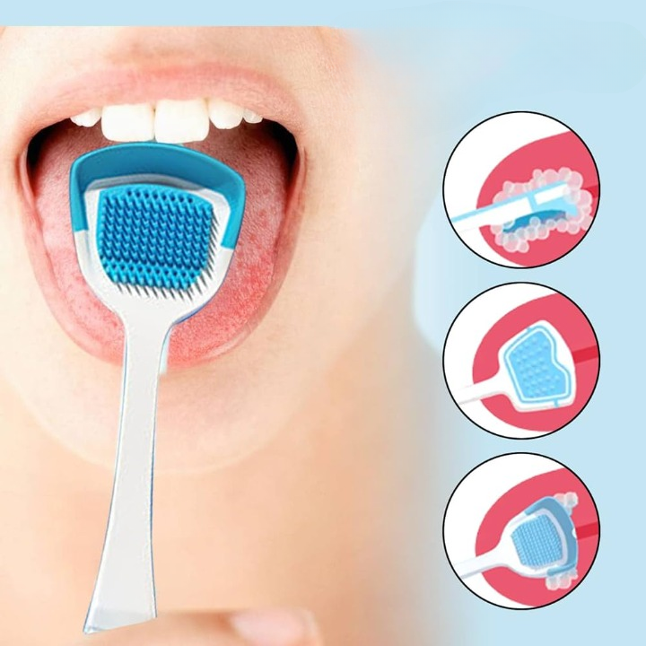 Tongue Cleaner Brush with Soft Silicone Bristles – Oral Hygiene Tool for Fresh Breath &amp; Bacteria Removal -  Tongue Cleaner - Tongue Scraper - Bad Breath Remover - Random Color image 1