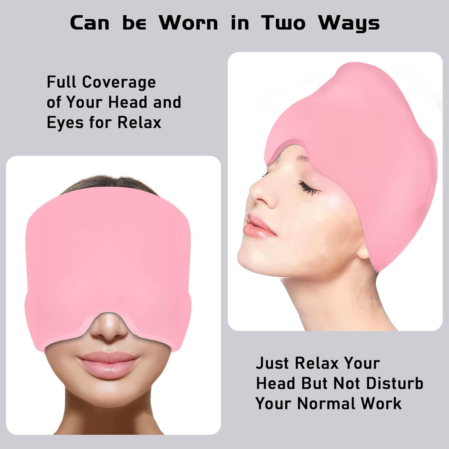 Migraine Relief Cap - Headache Relief Hat for Migraine Relief, Tension, One Size Fits All Headache Cap with Reusable Ice Gel Pack for Puffy Eyes, Stress Relief ( Random Color ) image 4