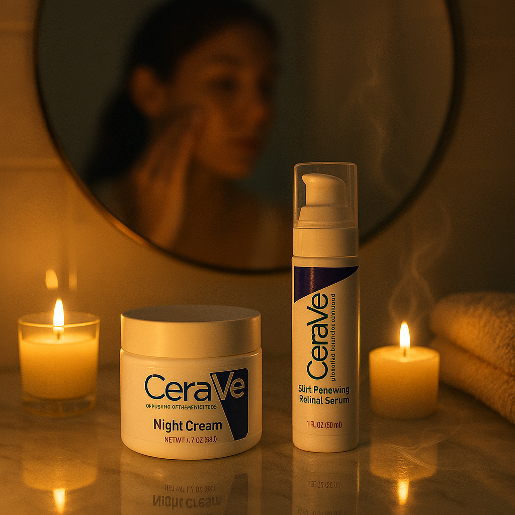 CeraVe Skincare Set – Night Cream, Retinol Serum, Acne Foaming Cream Cleanser, and Hydrating Mineral Sunscreen SPF 50 – Dermatologist Developed image 0