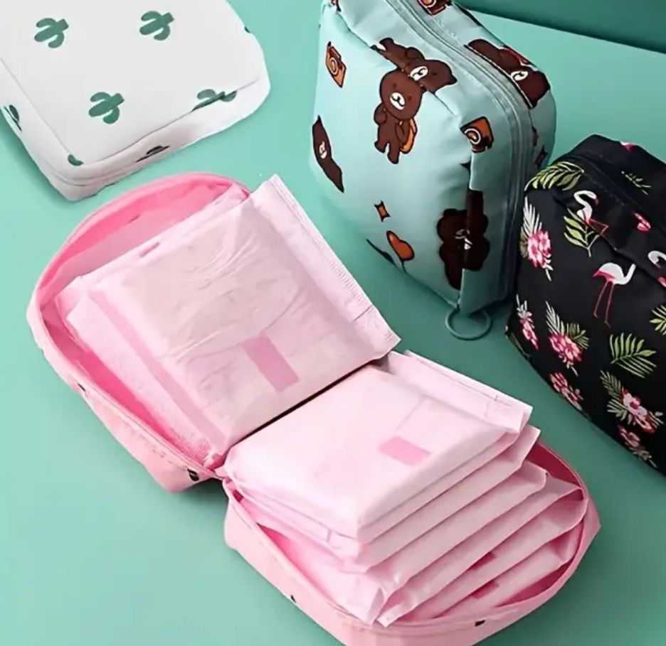 Women Portable Pouch Napkin Cosmetic Bags Organizer / Sanitary Pads Storage Bag / Ladies Makeup Bag Girls Hygiene Pad Bag (random Design &amp; color) image 4
