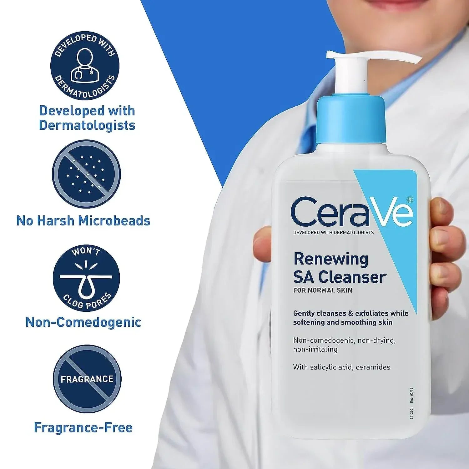 CeraVe Renewing SA Cleanser with Salicylic Acid – Exfoliating Face & Body Wash for Rough, Bumpy Skin (237ml) image 2