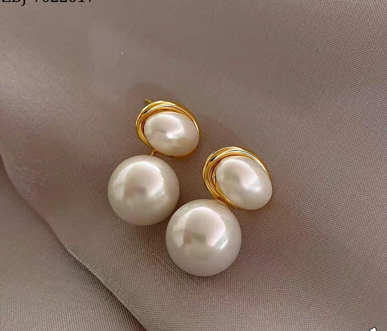 Oval Shape Marble Korean Style Earings For Women Girls Design Earring Jewelry (golden) image 0