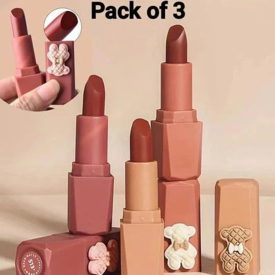 Color Castile Pack of 3 Bear Shape Matte Lipsticks – Long-Lasting, Bold &amp; Vibrant Makeup Essential image 3