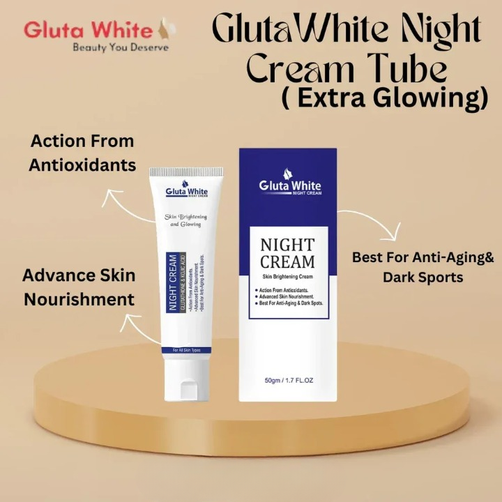 Gluta White Night Cream – Advanced Skin Brightening, Nourishing & Anti-Aging Formula (50ml) image 2