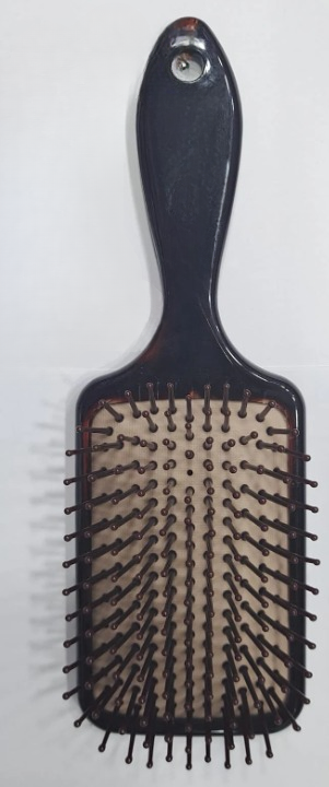 01 PCs - Paddle Hair Brush with Scalp Massager – Wooden-Style Handle, Nylon Pin Detangling Brush with Cushion Pad for Wet &amp; Dry Hair image 4
