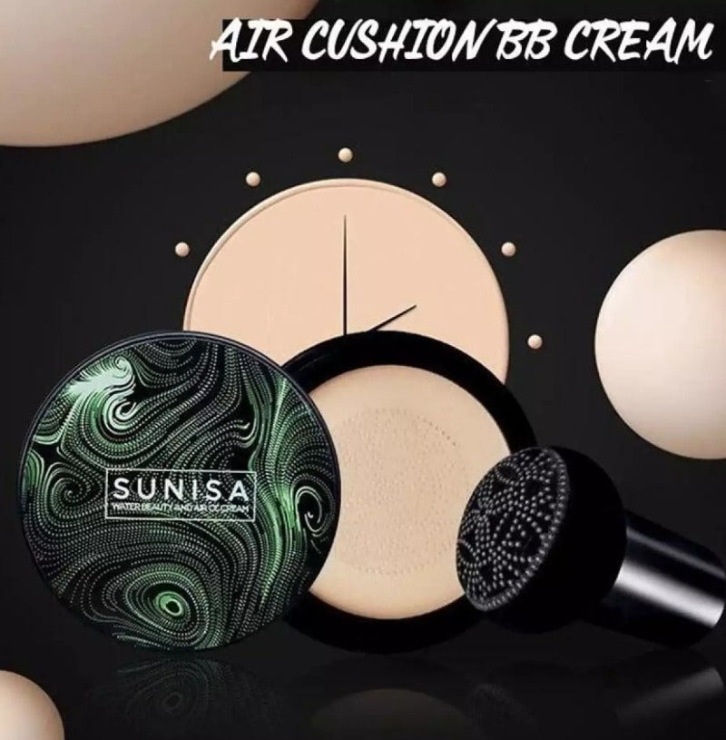 SUNISA Waterproof Mushroom Head Air Cushion Foundation – BB &amp; CC Cream with Moisturizing Liquid Base and Sponge Applicator image 2