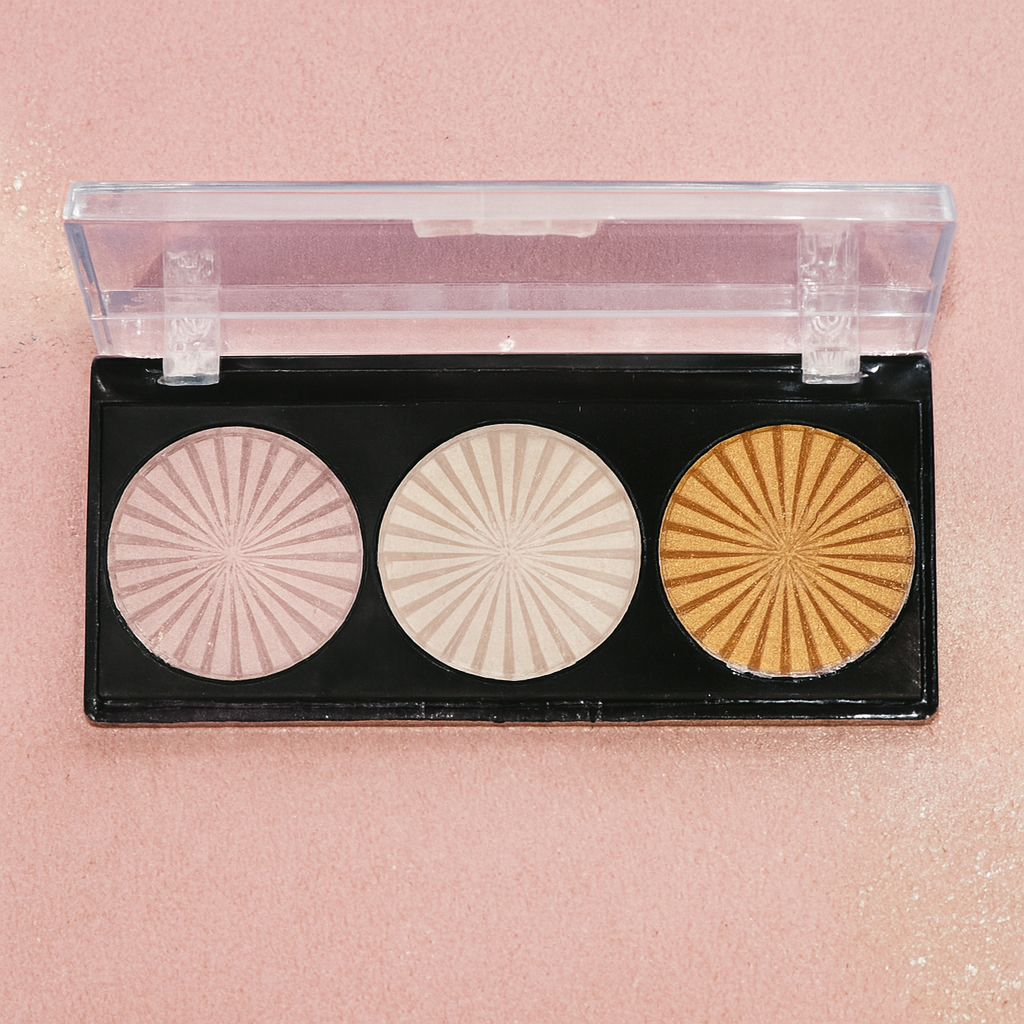 Miss Rose 3-Color Highlighter Palette – Peach, Light Golden & Silver Shades image 2