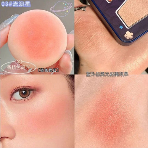 3 in 1 Colors Facial Blush Gradual Powder Blusher Shimmer Highlighter Three-dimensional Brightening Powder Blusher Palette - Biya Korean Highlighter &amp; Blush Palette image 1