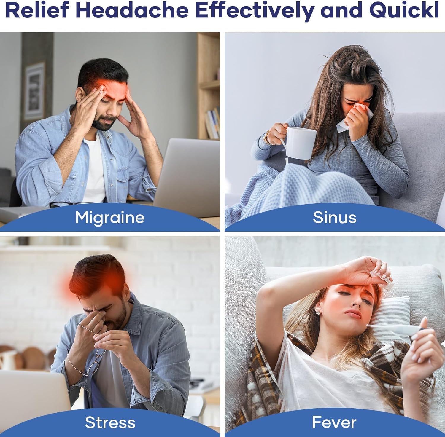 Migraine Relief Cap - Headache Relief Hat for Migraine Relief, Tension, One Size Fits All Headache Cap with Reusable Ice Gel Pack for Puffy Eyes, Stress Relief ( Random Color ) image 2