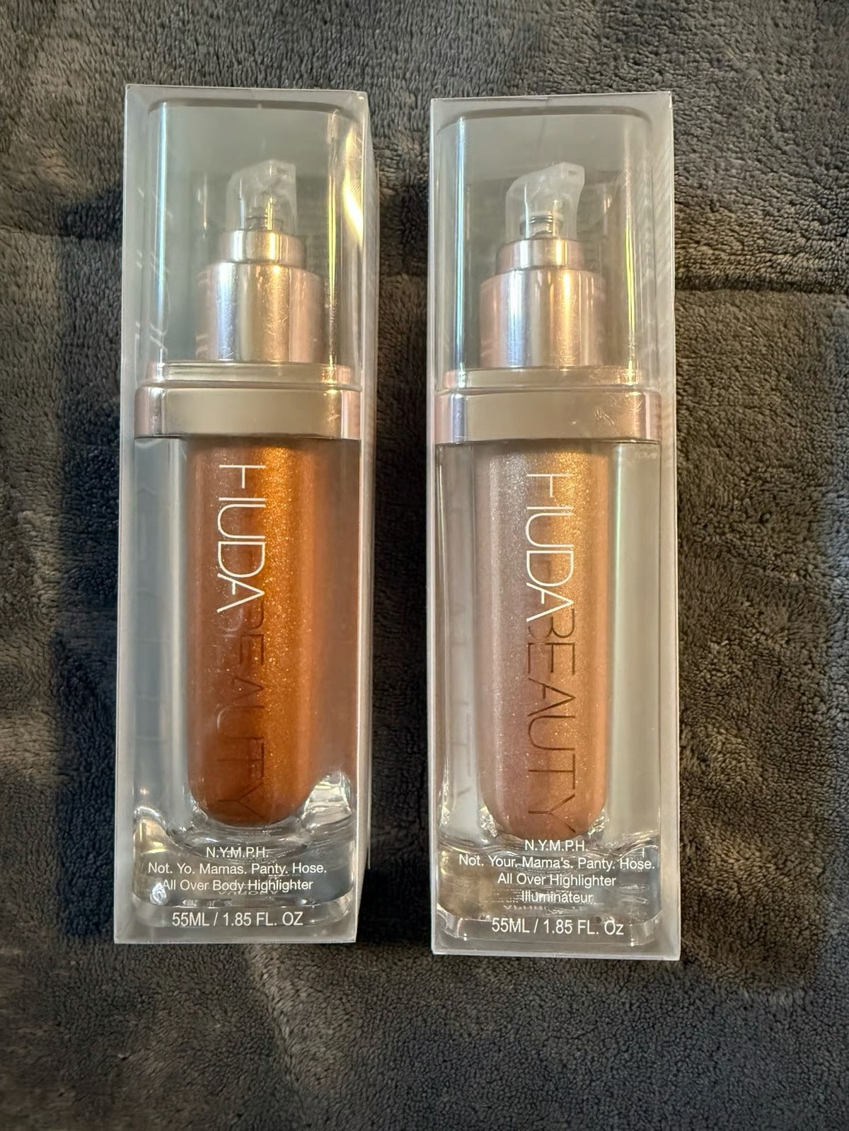 Huda Beauty N.Y.M.P.H. All Over Body Highlighter – Liquid Illuminator for Face, Body &amp; Legs – Water-Based, Long-Lasting Glow – 35 ml image 4