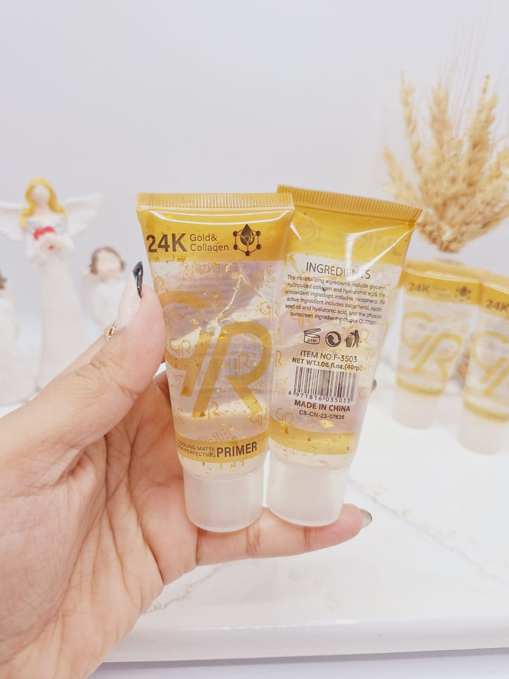 GR 24K Gold &amp; Collagen Primer – Radiance Boosting Liquid Makeup Base, Smooth Finish, Long-Lasting Hydration, 40ml image 3