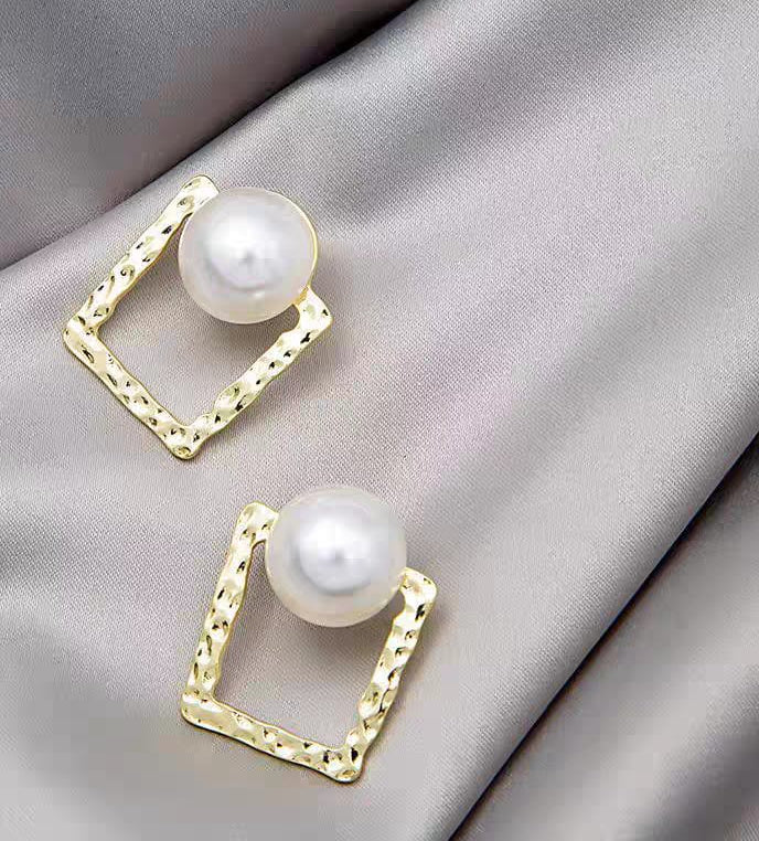 Korean Square Pearl Shape Earing | Ethnic wear | Casual wear for girls image 1