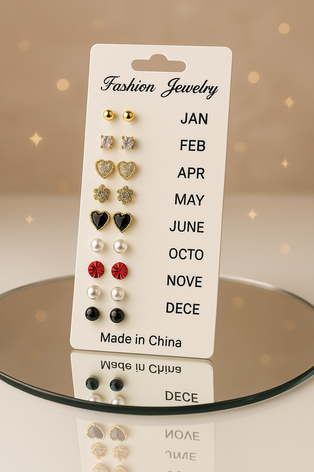 12 Pair Mixed Style Stud Earrings Set for Women – Golden Copper with Micro-Paved Cubic Zirconia – Trendy Fashion Jewelry image 3