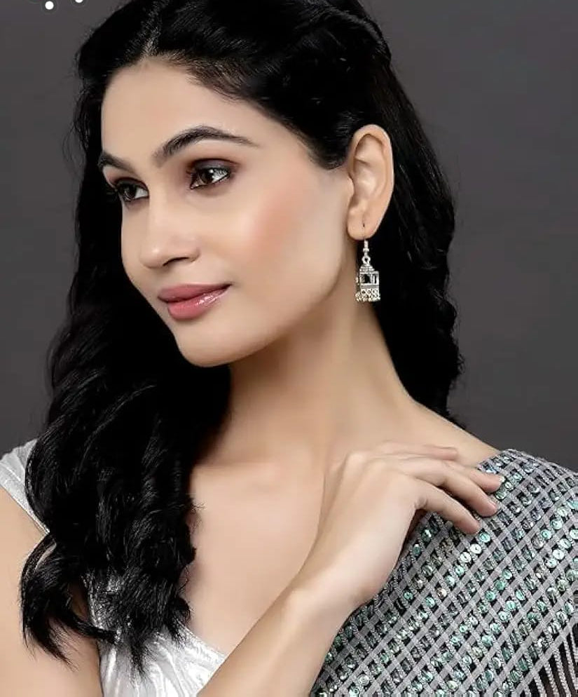 Elegant Silver Indian jhumka /  Jhumka Earrings by Quirky Fashions | Ethnic wear | Casual wear image 0