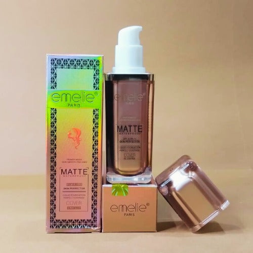 Emelie Matte Waterproof Skin Perfector with Primer – Long-Lasting, Oil-Control, SPF 15 - Shade 1  30 ML image 1