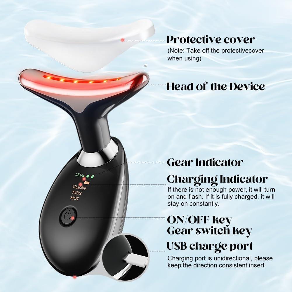 Massager for Face Lifting Facial Massagers EMS Neck Eye Massage Instrument Vibrator Microcurrents Red Light Therapy Anti Wrinkle - Random Color image 2