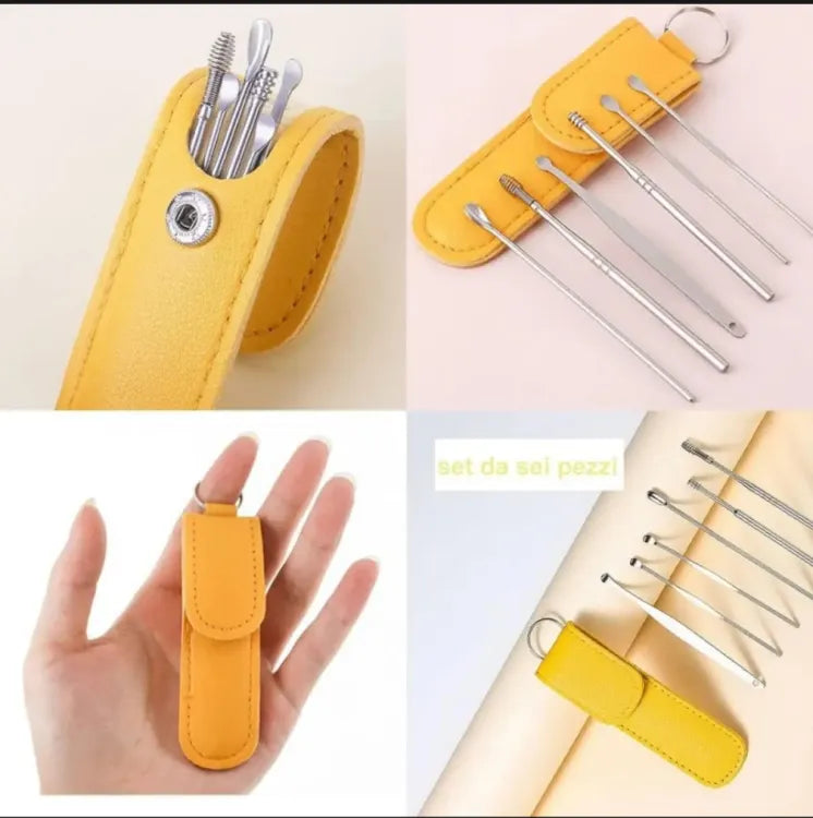 6Pcs Stainless Steel Ear Cleaner Set – Ear Wax Removal Curette Kit with Pickers &amp; Spoon Tools image 1