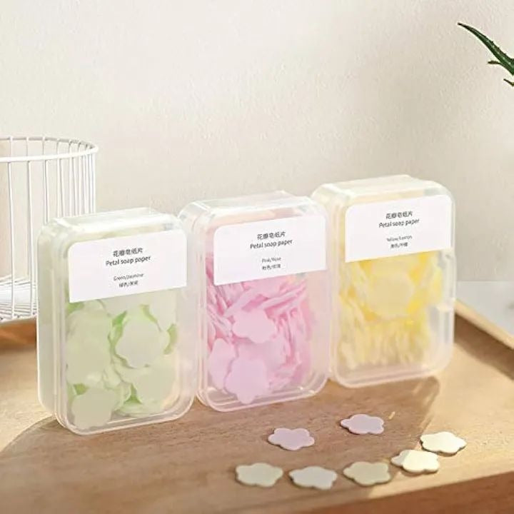 Pack of 2 Portable Disposable Soap Tablets – 50 Sheets per Box, Travel-Friendly Soap Paper (Random Color) image 2