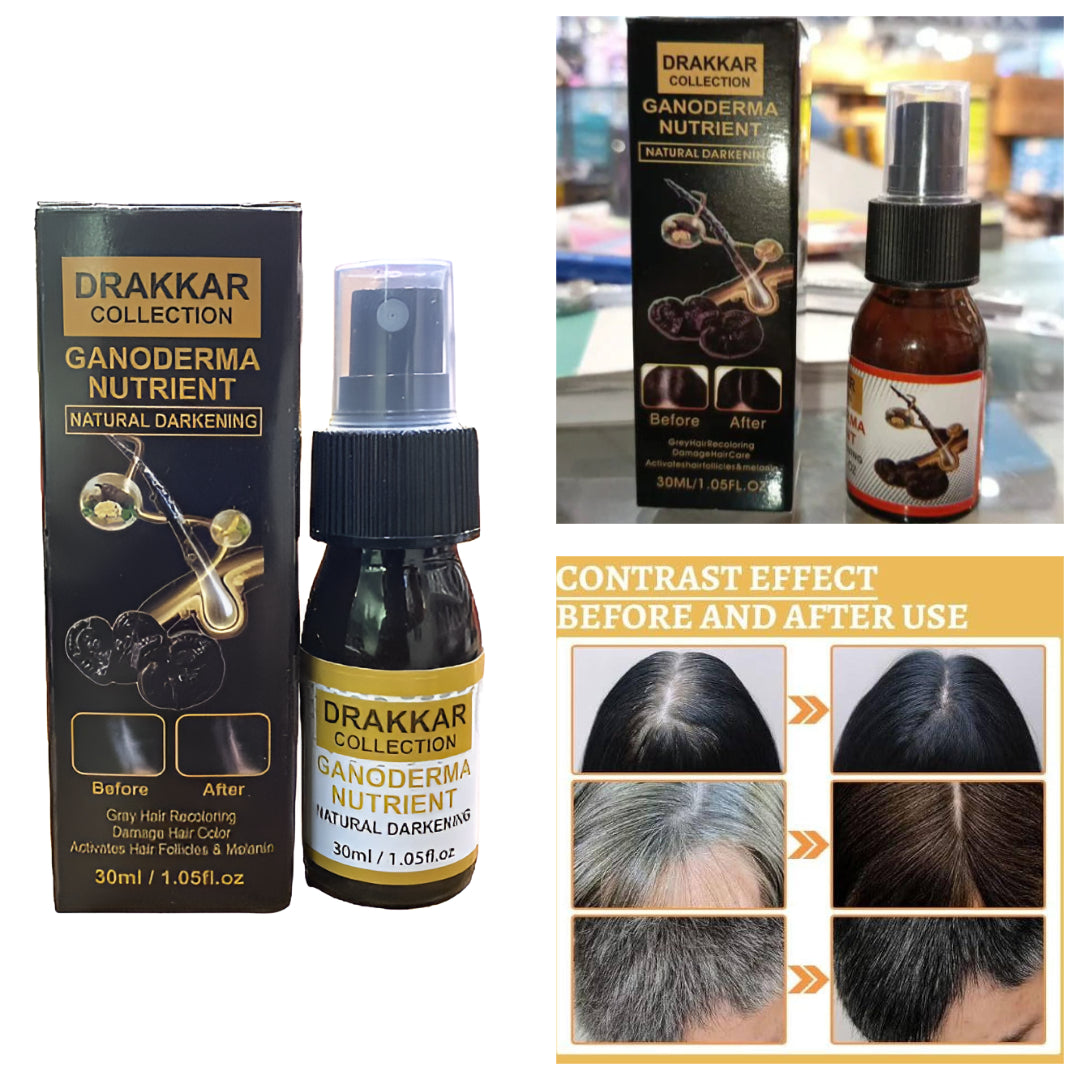 Anti-Greying Hair Spray | Drakkar Spray for Hair | Organic Ganoderma Inverted Essence for Grey Hair | Darkens Hair Naturally Without Damage - 30ML image 4