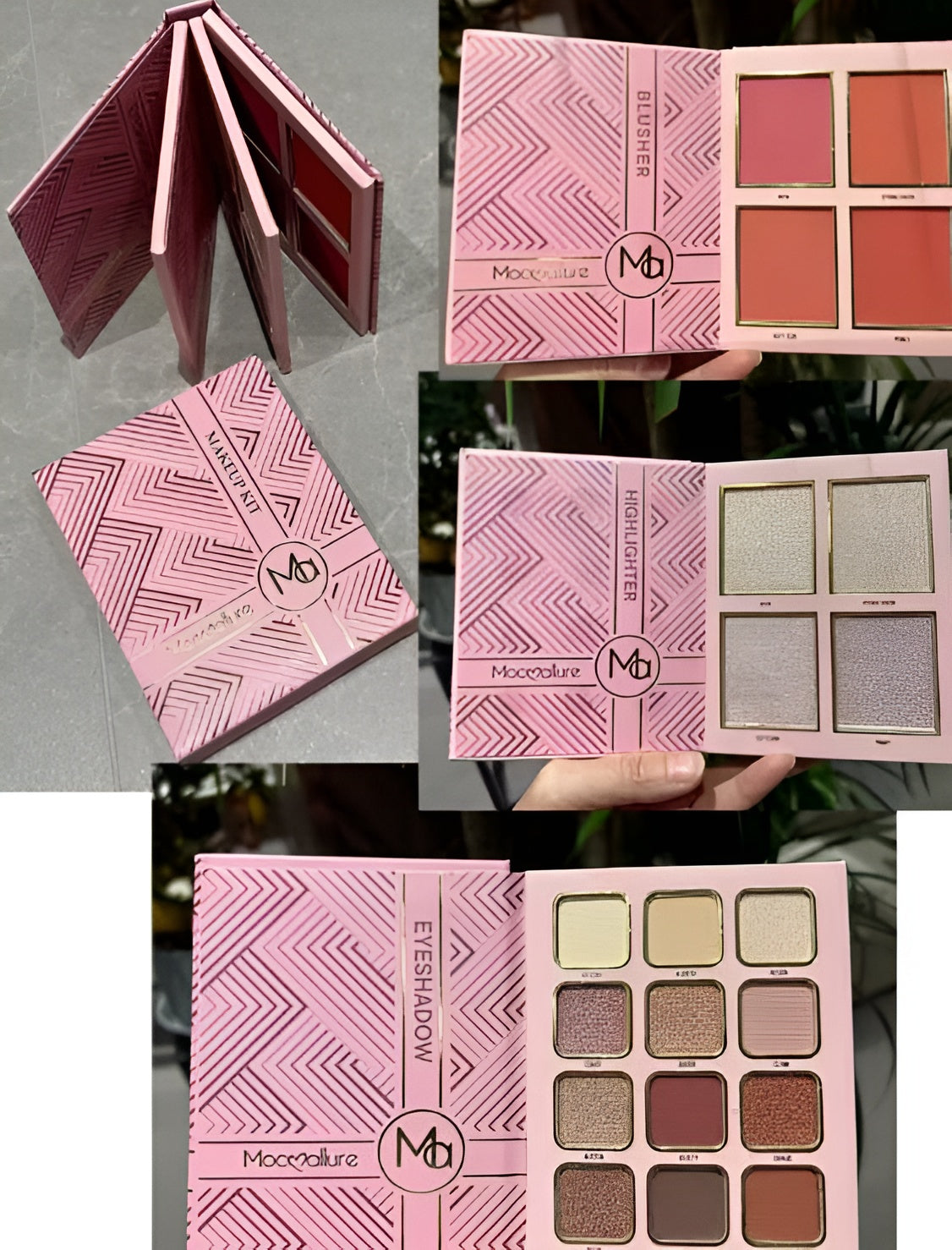 Mocallure ES3843 Makeup Kit – 12 Pcs Eyeshadow Palette, 4 Pcs Shimmer Highlighter, 4 Pcs Matte Blush, Multicolor Shades for All Makeup Looks (Random Box) image 0