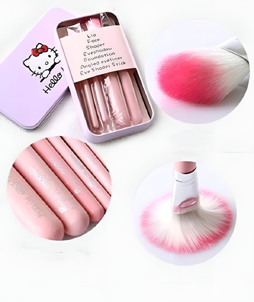 07 PCs Kitty Style Brushes  Makeup Brush Set | Complete Brush Kit for Professional and Beginner (Pink Color) image 0