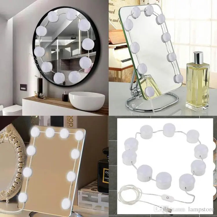 Vanity Mirror Fill Light Adjustable Luminance 3 Colors LED USB Wall Bulbs String For All Pretty 3 Colors Dimmable Vanity Light image 1