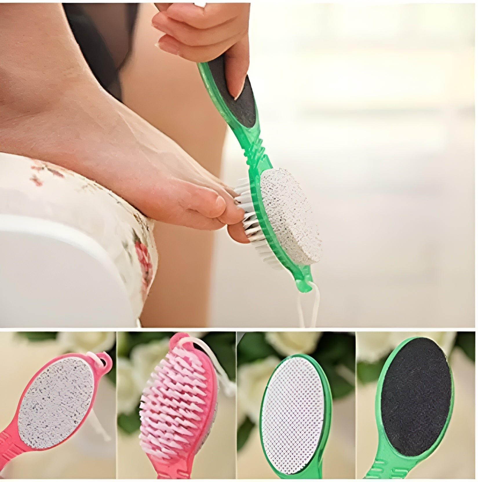 4 In 1 Foot Scrubber | Multi Use Pedicure Paddle Brush – 4 Step Pedicure Cleanse, Scrub, File And Buff (random Color) image 2