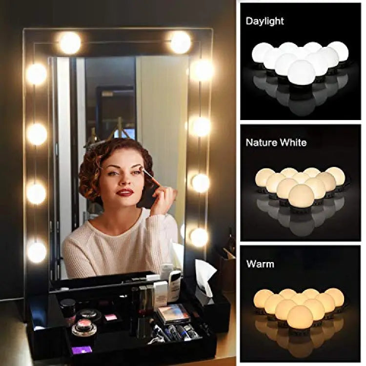 Vanity Mirror Fill Light Adjustable Luminance 3 Colors LED USB Wall Bulbs String For All Pretty 3 Colors Dimmable Vanity Light image 0