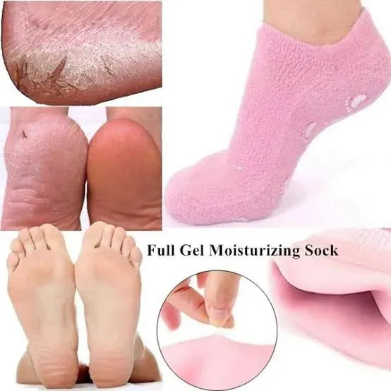 Reusable Silicone Spa Gel Socks For Dry Feet And Cracked Heel Treatment – Moisturizing Hydrating Softening And Skin Smoothing Overnight Foot Care image 1