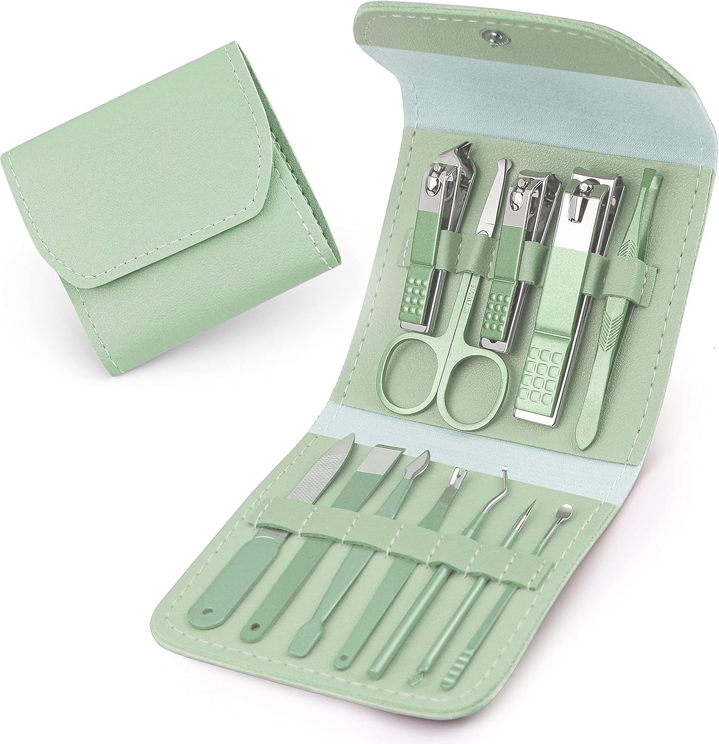 Brandomatic Manicure Kit, 16-in-1, Nail Clippers, Cuticle Scissors, Nail Files, Nail Polish Remover - Random Color image 0