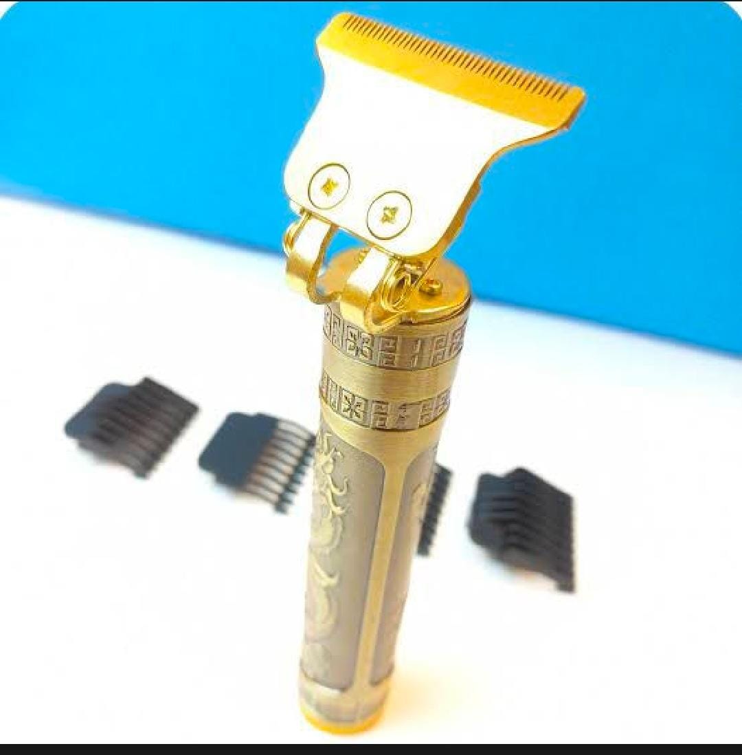 Metal Body - Vintage T9 Trimmer and Hair Clipper Cutting Machine For Men | Dragon Design | Golden Color Trimmer image 2