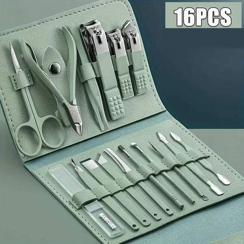 16pcs Professional Manicure &amp; Pedicure Set – Nail Clippers, Cuticle Nippers &amp; Grooming Tools with Travel Case (Random color) image 1