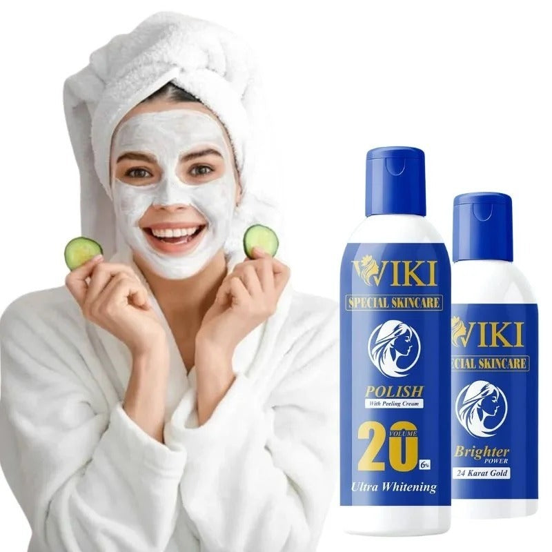 WIKI Special Skin Care Polish With Peeling Cream 200ml & 24K Gold Brighter Powder 100ml – Ultra Whitening Formula image 2