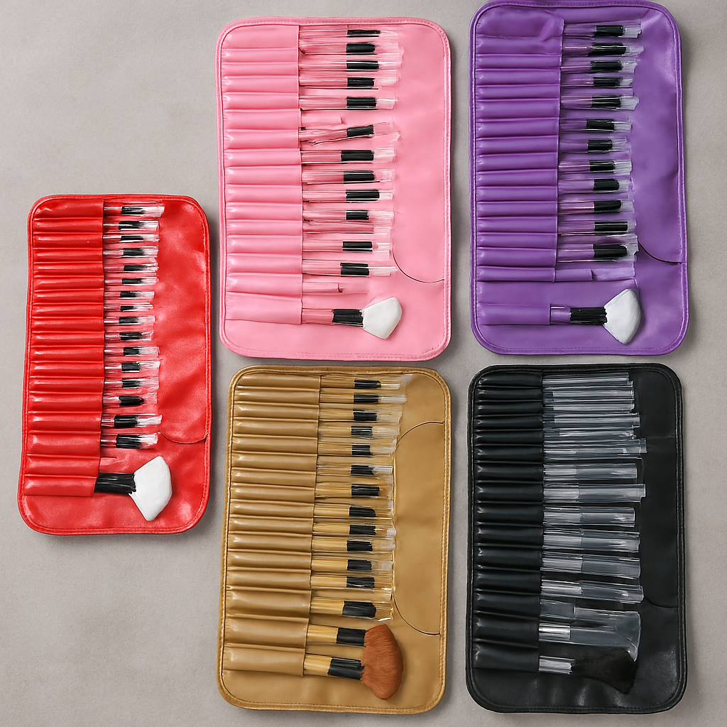 24PCs Makeup Brush Set Powder Foundation Large Eye Shadow Angled Brow Make-up Brushes Kit With a Bag Women Beauty Cosmetic Tool (Random Color) image 3
