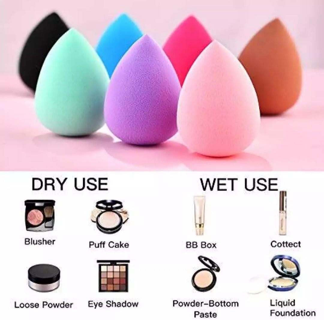 Beauty Blender Sponge &amp; Powder Puff Set – Multicolor Makeup Applicators for Face Powder, Cream Blush &amp; Concealer (Pack of 6) (Random Colors) image 2
