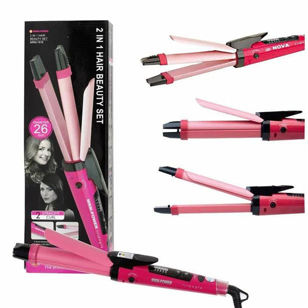 Nova 2-in-1 Hair Straightener &amp; Curler – Model NH-2009, Quick Heat-Up Ceramic Plates for Smooth Straightening &amp; Effortless Curls, Portable Dual-Use Styling Tool for All Hair Types image 2