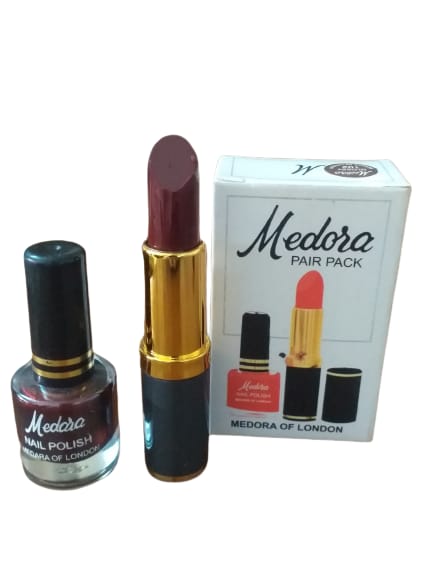 Medora 2 in 1 Lipstick &amp; Nail Polish Combo – Premium Beauty Deal with Matching Shades, Includes 1 Lipstick &amp; 1 Nail Polish (Shade Red, Maroon) image 3