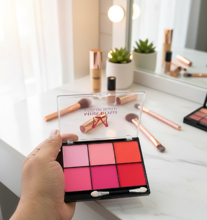 Miss Rose 6-Color Makeup Blush Powder Palette – Long-Lasting, Smooth & Blendable Shades for Natural Glow and Professional Finish image 1